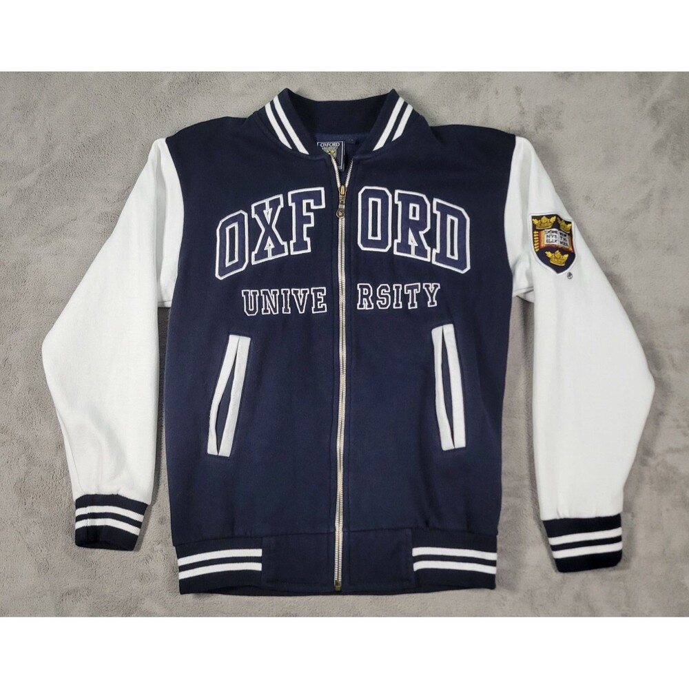 Oxford University Varsity Jacket Unisex XS Blue White Full Zip College